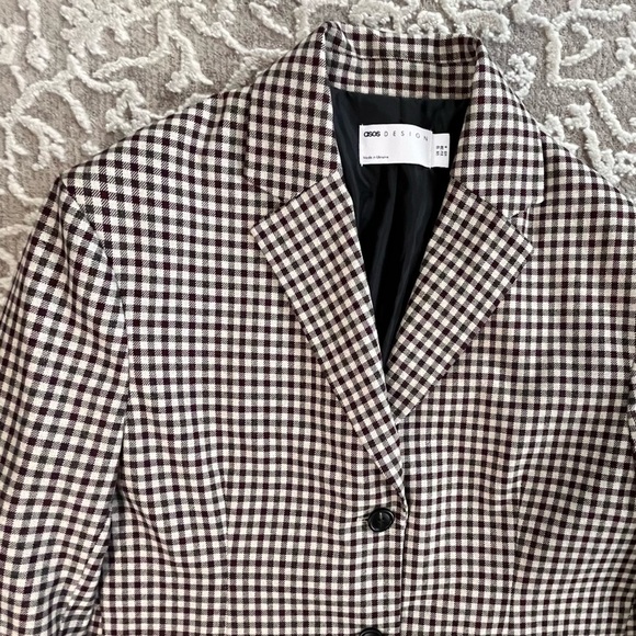 NWOT ASOS Long Line Checked Boy Blazer - Picture 8 of 15